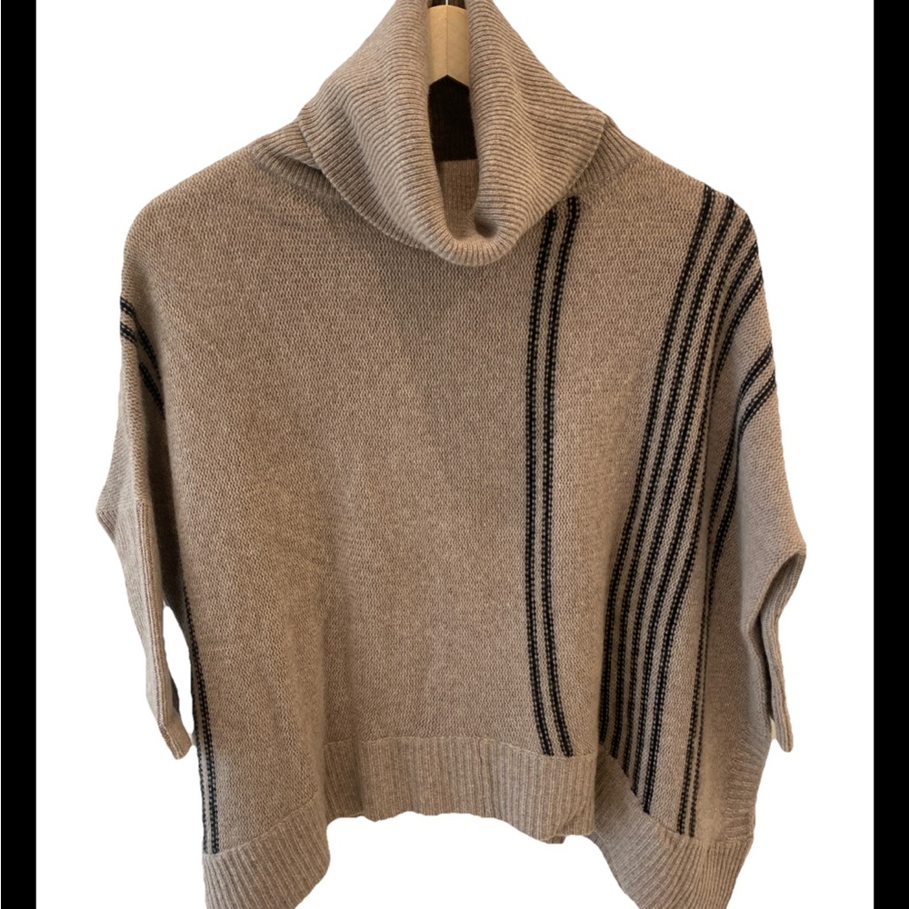 360 Cashmere Cream and Black Cowl Neck Sweater